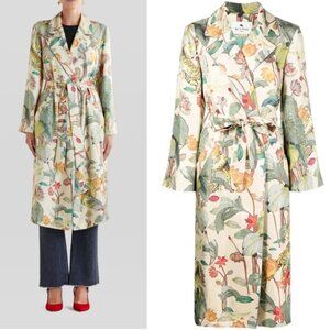 Etro Silk Coat with Tiger and Water Lily Print 38 2